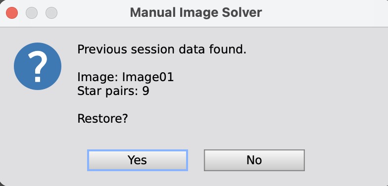 Session restore dialog