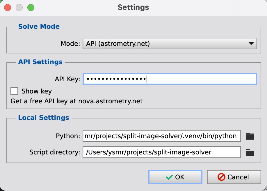 Settings ダイアログ